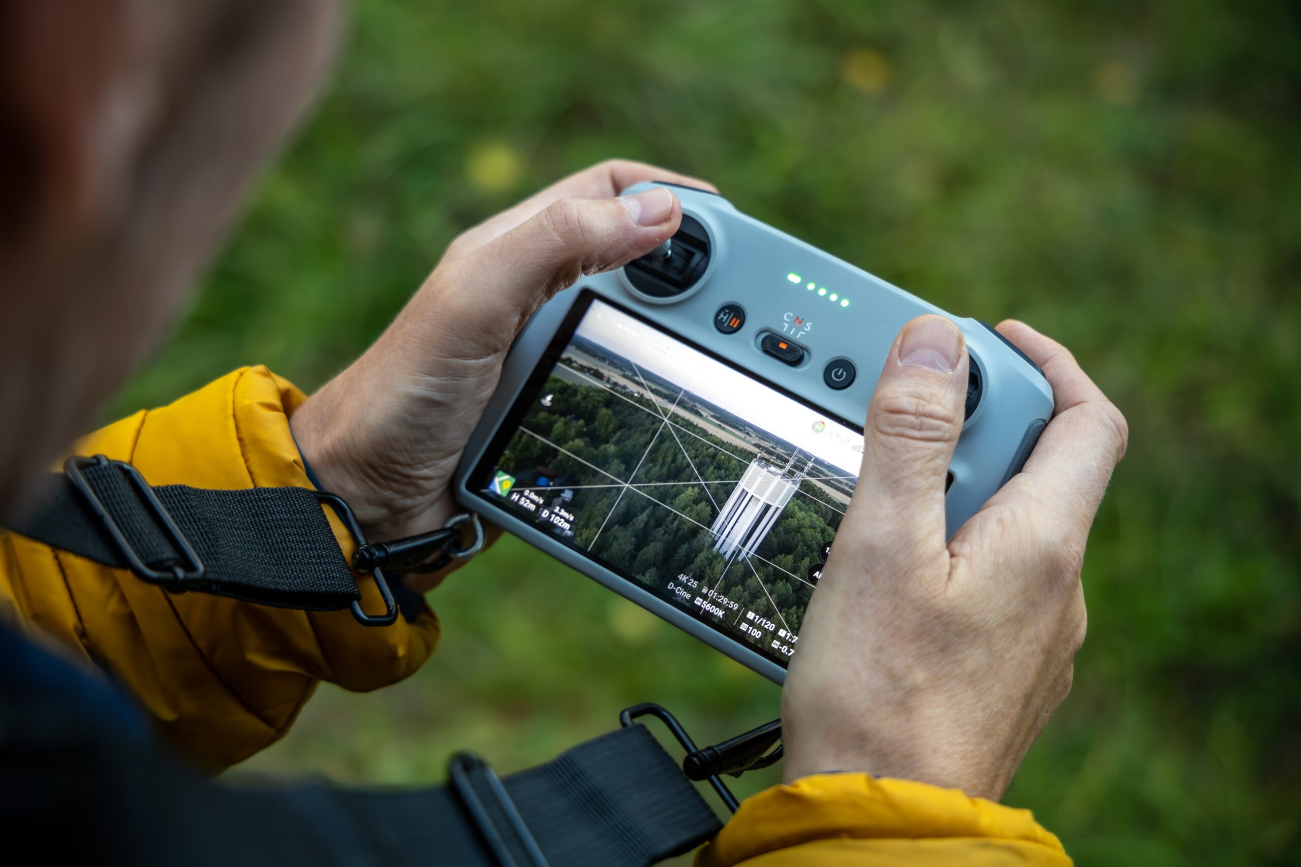 Close-up,Of,A,Drone,Remote,Controller,Held,In,Hands,,Showing